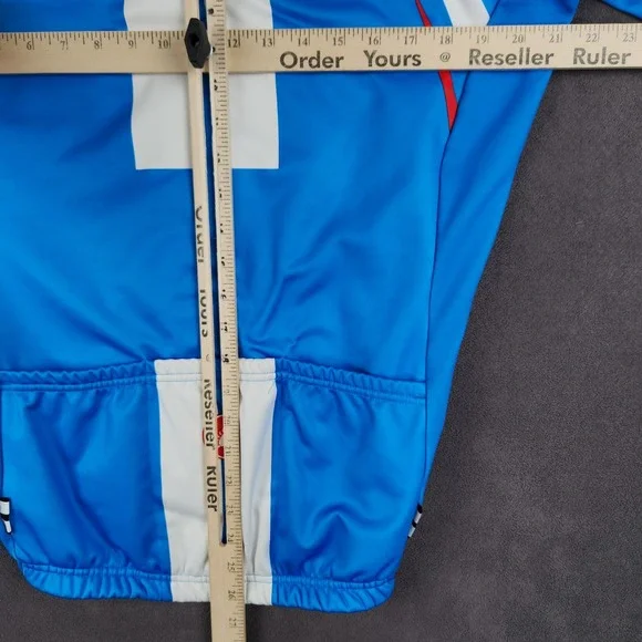 Castelli Free Jersey Cycling Mens Medium Blue White Full Zip Long Sleeve